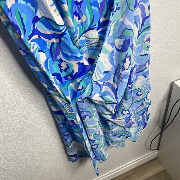 Abel The Label Anthropologie Blue Boho Smocked V Neck Maxi Dress Small Dress Up - Picture 9 of 11